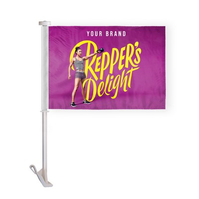 Custom Digital Car Flag, 19" stiff pole - 10.5" x 15"