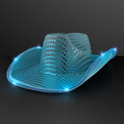 Light Up Turquoise Cowboy Hat - BLANK
