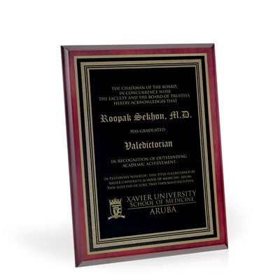 Carlos Mahogany Finish Award Plaque, 9"x12"
