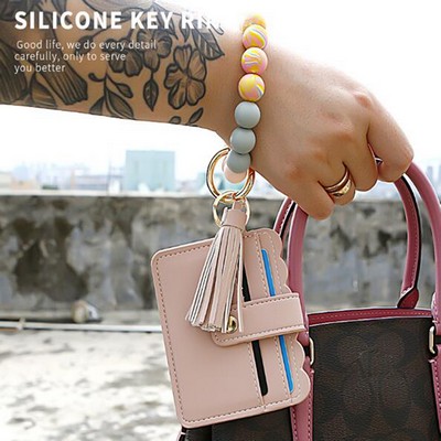 Silicone Chain Beaded Bangle with Card Holder