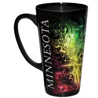 16 Oz. Tall Black Latté Mug w/Full Bleed Imprint