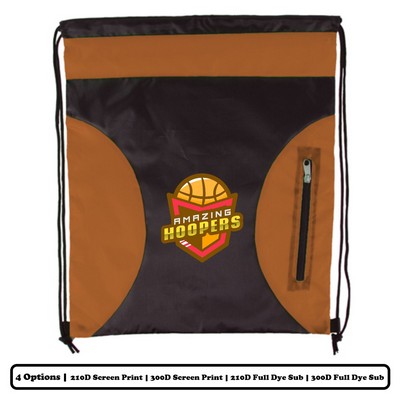 Multi-Panel Polyester Drawstring Bag w/ Semi-Circle Design,