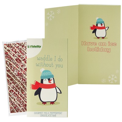 3.5 Oz. Belgian Chocolate Greeting Card Box (Waddle I do Without You) - Peppermint Bar