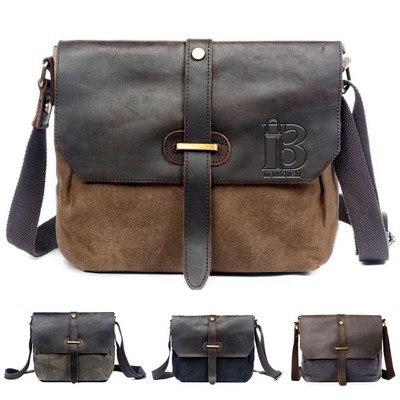 Waterproof Canvas Leather Crossbody Messenger Bag
