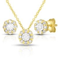 Jilco Inc. Round Diamond Earrings & Pendant Necklace Set