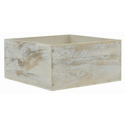 Wooden Container Square White Washed