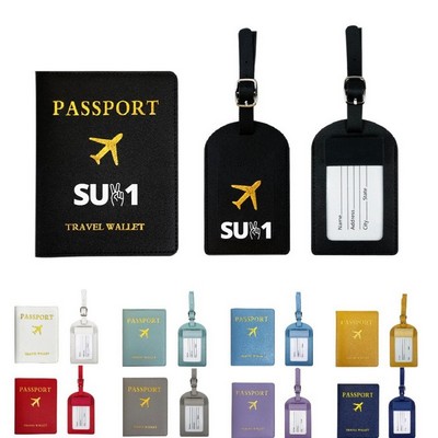 PU Leather Passport Case Holder Travel Tag