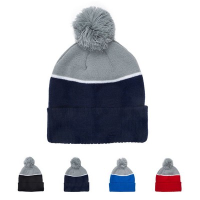 Two-Tone Beanie With Pom