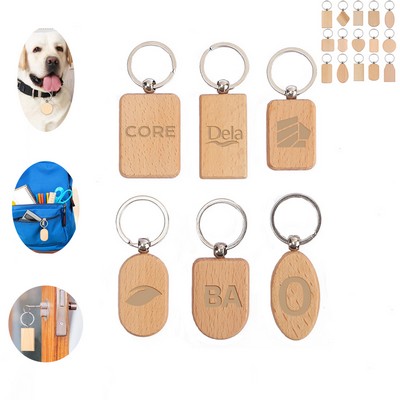 Rectangle Wooden Hotel Keychain