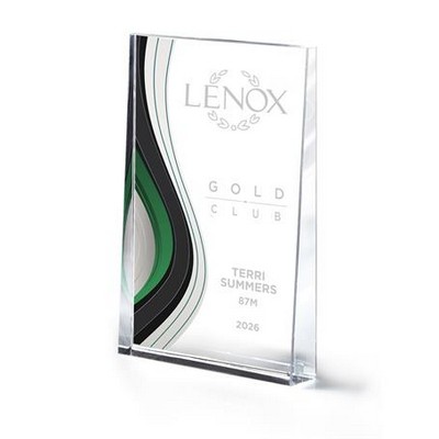 Large Optic Crystal Wedge with Colorful Wave Design (Green)