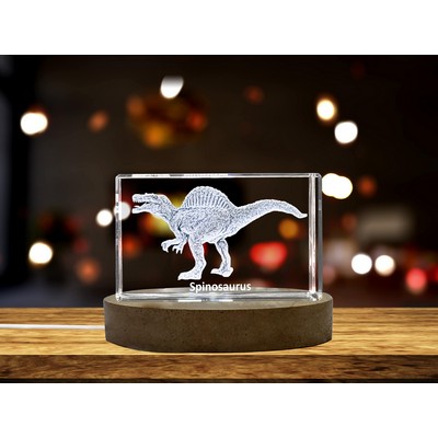 Spinosaurus 3D Engraved Crystal Trophy Award - Keepsake for Dinosaur Lovers