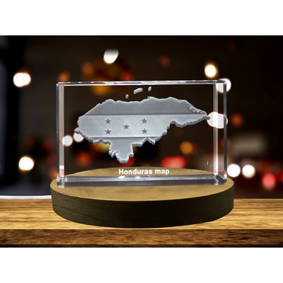 Honduras 3D Engraved Crystal Trophy Award w/LED Base - Recognition Gift