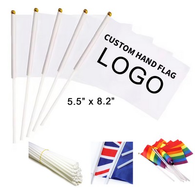 5 1/2"x8 1/5" Custom Polyester Double Sided Hand Waving Flag
