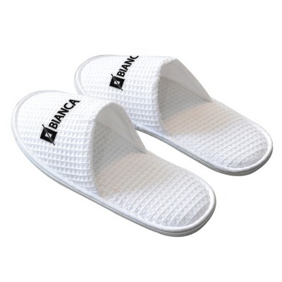 Waffle Ribbon Logo Hotel Custom Slippers