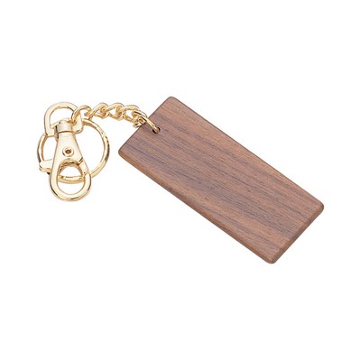 Rectangular Wooden Key Chain in Walnut Finish