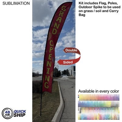 48 Hr Quick Ship -19' X-Large Feather Flag Kit, Full Color Graphics Double Sided, Spike and Bag