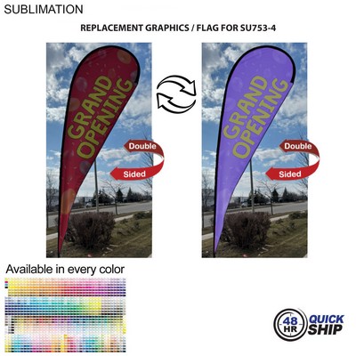 48 Hr Quick- Replacement Flag for 16' X-Large Tear Drop Flag Kit, Full Color Graphics Double Sided