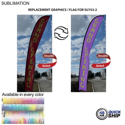 48Hr Quick Ship -Replacement Flag for 19' X-Large Feather Flag Kit, Full Color Graphics Double Sided