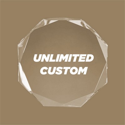 Octagon Round Crystal Paperweight