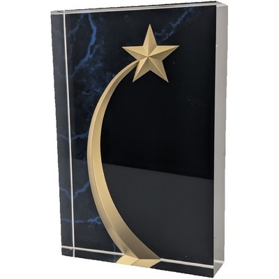 Black & Blue Acrylic Award Panel with Gold Shooting Star