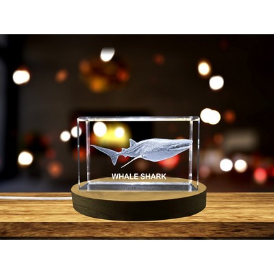 Whale Shark 3D Engraved Crystal Trophy Award w/LED Base