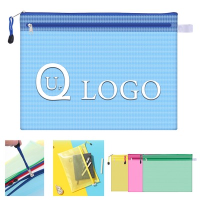 Clear Mesh Zipper Pouch Envelope w/ Front Pocket