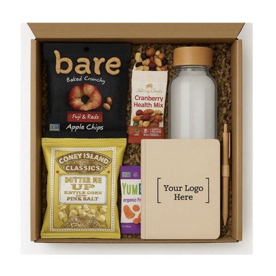 Eco-Friendly Wellness Gift Box with Snacks, Journal & Water