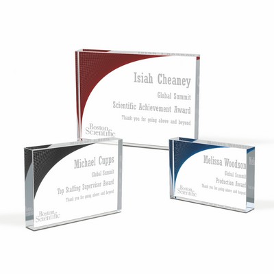 Optic Crystal Block Award with Hi-Tech Wave Background (4"x6"x1")