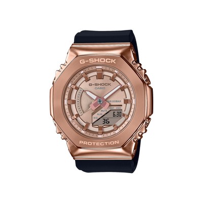 G-Shock Ladies G-Shock Analog/Digital Rose Gold & Black Strap Watch Rose Gold Dial