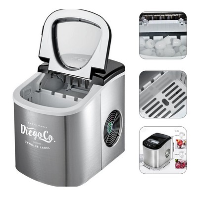 Home Use Ice Maker Machine with Large Viewing Window and Indicator Lights