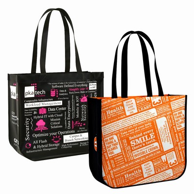 Full-Color Laminated Non-Woven Round Cornered Custom Promotional Tote Bag (16"x14"x6")