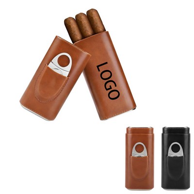 3- Finger Leather Cigar Case w/Cutter