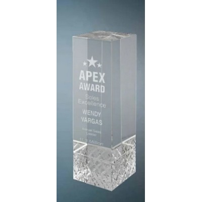 Tower with Jewel Base Crystal Award, 8 3/4"