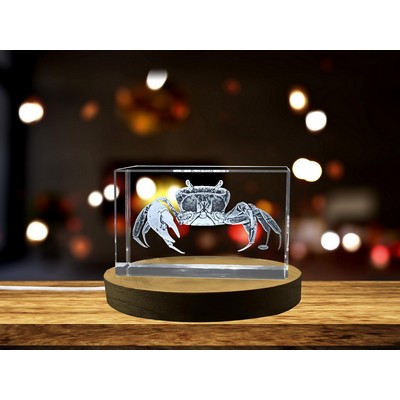 Mangrove Crab 3D Engraved Crystal Trophy Award - Exquisite Marine Life Sculpture