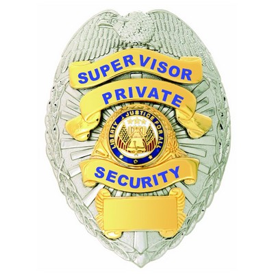 Supervisor Private Security Gold On Silver Shield Badge
