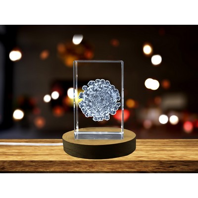 Coronavirus 3D Engraved Crystal Trophy Award w/LED Base