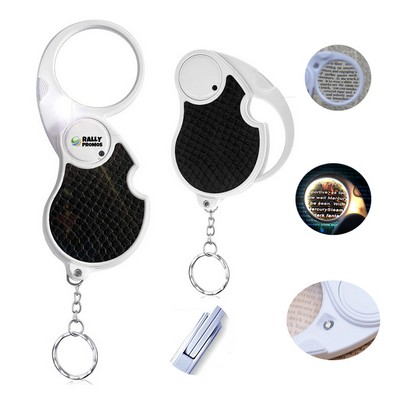 LED Light Loupe Pocket Magnifier Loupes with Keychain