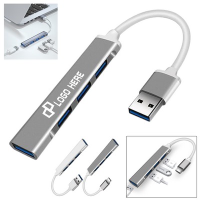 Aluminum Alloy Usb Hubs W/ 4 Ports