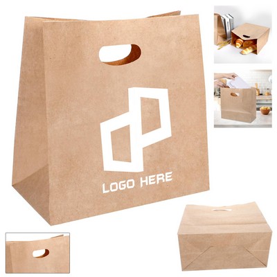 11.02X5.91X11.02" Kraft Paper Bag W/ Hollow Handle