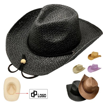 Unisex Cowboy Straw Hat Wide Brim