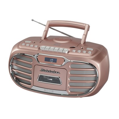 Studebaker Retro Edge Big Sound Bluetooth Boombox w/Cd/Cassette Player-Recorder And Am/Fm Radio