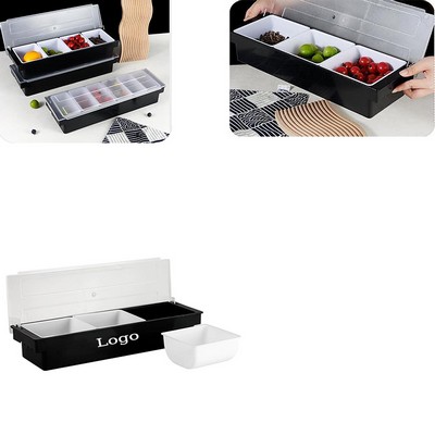 19" Black ABS Bar Compartment Fruit Carton Condiment Caddy
