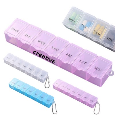 Portable Clear Weekly Pill Organizer w/ 7 Compartments