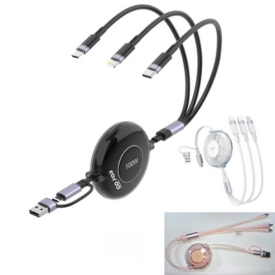 3" 1 100W Retractable Multi Charging Cable