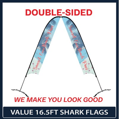Value 16.5' Shark Flag - Double Sided Graphic Black X Base