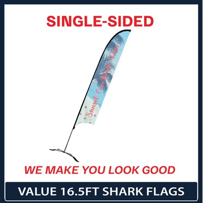 Value 16.5' Shark Flag - Single Sided Graphic Black X Base