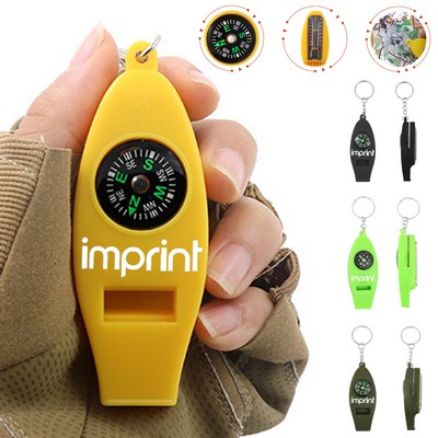 4" 1 Outdoor Survival Compass Thermometer Magnifier Whistle
