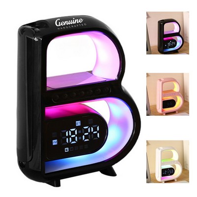 Wireless Charging Bluetooth Speaker with Ambient Light Alarm Clock