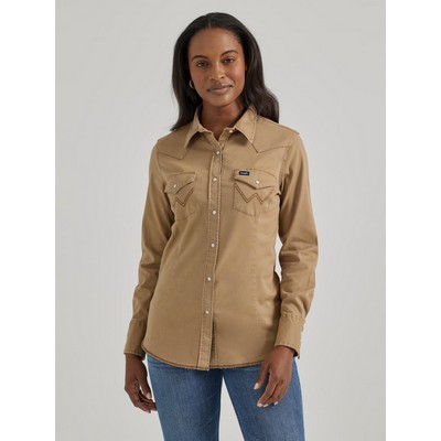 Wrangler Women's Long Sleeve Solid Fashion Workshirt