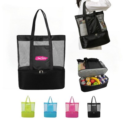 Mesh Beach Bag with Cooler Compartment